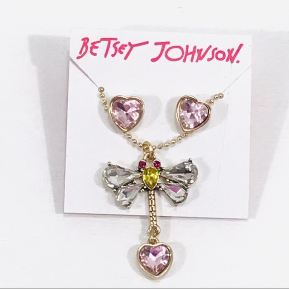 Betsey Johnson Jewelry - Betsey Johnson Dragonfly and Heart Earrings NWT